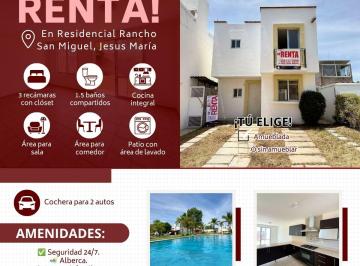 Casa de 3 habitaciones, Aguascalientes · Casa en Renta en Rancho San Miguel, Jesus Maria