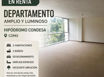 Departamento de 3 habitaciones, Cuauhtémoc · Departamento Amplio y Luminoso