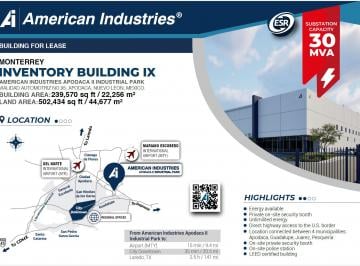Nave industrial , Apodaca · Nave Industrial de 22,256 m² en Renta en Parque American Industries Apodaca II