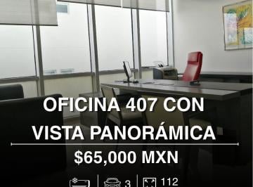 Oficina · 112m² · 3 Estacionamientos · Oficina 407 en Renta de 112 m² en Copr. Malecón, Cancún