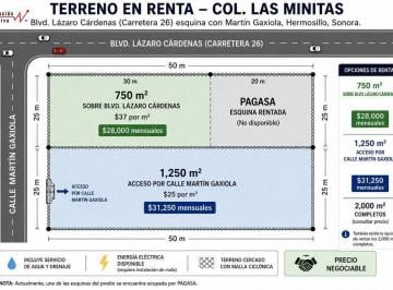 Terreno comercial · 2000m² · Terreno en Renta en Las Minitas, Hermosillo