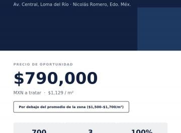 Terreno / Lote , Nicolás Romero · Terreno 700 m² a Pie de Carretera en Loma del Río, Nicolás Romero