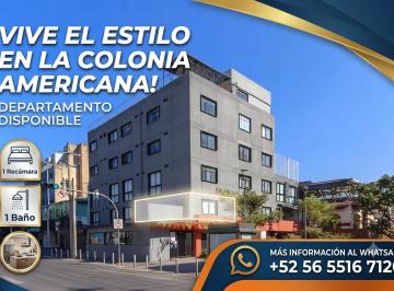 Departamento de 1 habitación, Guadalajara · Departamento en Col Americana (Justo Sierrra)