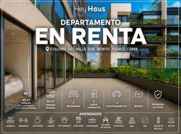 Departamento de 2 habitaciones, Benito Juárez · Departamento en Renta en La del Valle Sur, Gabriel Mancera