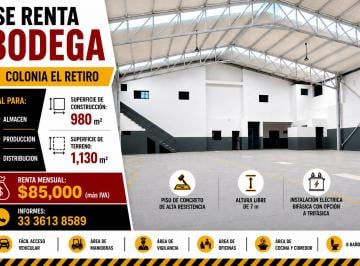 Bodega comercial , Guadalajara · Bodega en Renta