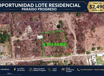 Terreno / Lote , Progreso · Venta Lote en El Paraíso, Yucatán