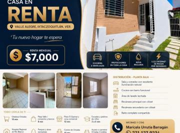 Casa de 2 habitaciones, Ixtaczoquitlán · Casa en Renta en Valle Alegre, Ixtaczoquitlán, Ver.