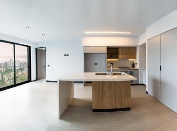 1. Estancia, cocina y vista · Departamento en Renta de 2 Recámaras en Elysian High Country, Country Club