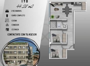 Departamento · 44m² · 2 Recámaras · Departamento en Venta en Agrícola Pantitlan