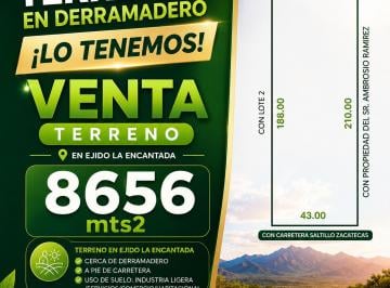 Terreno / Lote , Saltillo · Venta de Terreno por Derramadero