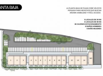 Local comercial · 66m² · 46 Estacionamientos · Locales Comerciales en Renta en Plaza Core Vía, Tixcuytún, Mérida Yucatán