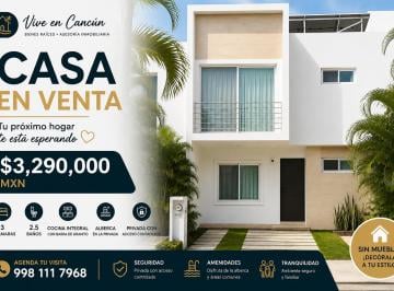 Casa de 3 habitaciones, Benito Juárez · Casa en Venta en Cancún | 3 Recámaras | Privada con Alberca | $3,390,000 Mxn