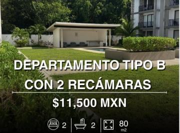 Departamento · 80m² · 2 Recámaras · 1 Estacionamiento · Departamento de 80 m² en Renta en Res. San Sebastián, Cancún