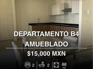 Departamento · 88m² · 2 Recámaras · 1 Estacionamiento · Departamento de 89 m² en Renta Amueblado San Sebastián, Cún