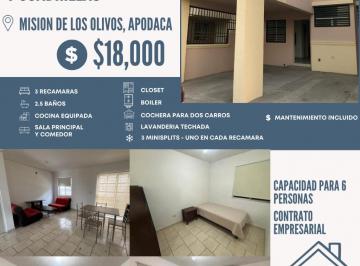 Casa de 3 habitaciones, Apodaca · Casa Amueblada en Renta Para Ejecutivos y Cuadrillas