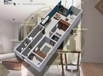Departamento · 81m² · 2 Recámaras · 1 Estacionamiento · Departamento en Venta Excelente Conectividad Int B - (4)