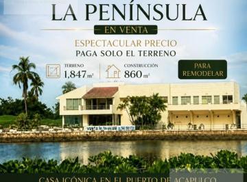 Casa · 1847m² · 6 Recámaras · 10 Estacionamientos · Se Vende La Iconica Peninsula de Tres Vidas