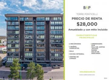Departamento de 2 habitaciones, León · Departamento de 2 Recámaras en Renta en Torre Ponticelli