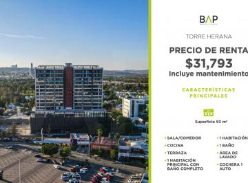 Departamento de 1 habitación, León · Departamento de 93 m² con 1 Recámara en Renta en Torre Herana