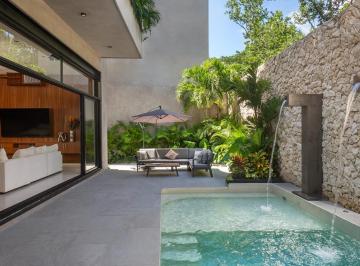 Villa · 406m² · 4 Recámaras · 3 Estacionamientos · Villa de Lujo Amueblada, con 4 Recámaras, Alberca Privada, Rooftop Jacuzzi, en Aldea Zama