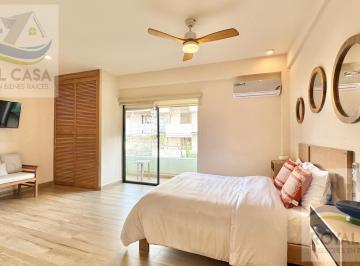 CAMA, SOFA Y TELEVISOR · Departamento en Venta con Alberca con Vista Al Mar 1 Rec. 52 m² en Playa del Carmen
