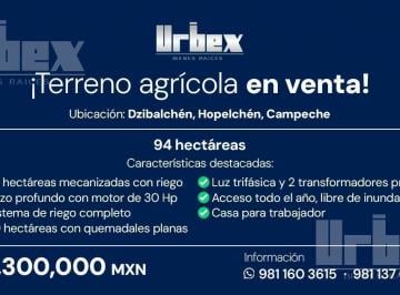 Terreno / Lote · 940000ha · Vendo Terreno Agrícola en Dzibalchén, Hopelchen; Campeche.
