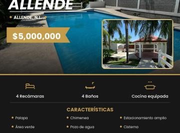 Rancho de 4 habitaciones, Allende · Quinta en Venta – Allende, N. L.