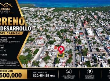 Terreno / Lote · 220m² - Zazil House Real Estate. · Terreno en Venta con 220 m², Ubicado en Esquina, Col. Colosio en Playa del Carmen.
