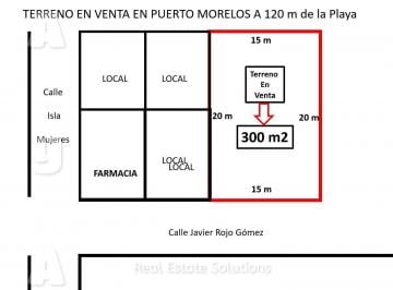 Terreno / Lote · 1m² · 2 Estacionamientos · Terreno en Venta, 300 m², Esquina Comercial a 100 m de Chedrahui, Puerto Morelos, Q. Roo
