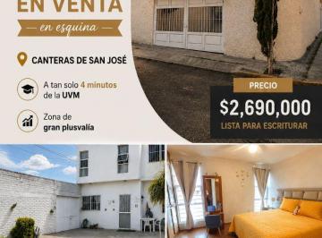 Casa de 3 habitaciones, Aguascalientes · Casa en Venta en Esquina I Fraccionamiento Canteras de San Jose I 183 m Cuadrados