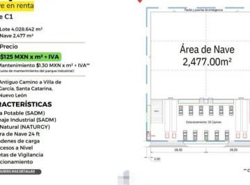 Nave industrial · 2477m² · - Nr Nave Industrial en Renta en Santa Catarina, N. L.