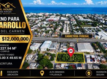 Terreno / Lote Venta · Venta Terreno 1,227 m² con Cuatro Frentes de Calle, Mixto Comercial, Zona Ejidal en Playa del Carmen