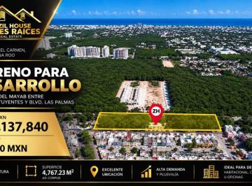 Terreno / Lote · 4767m² - Zazil House Real Estate. · Venta Terreno Irregular en Esquina, Av Paseo del Mayab, Cerca Plaza Las Américas, Playa del Carmen.
