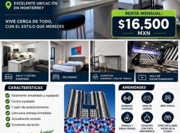 Departamento de 1 habitación, Monterrey · Loft Amueblado en Renta Centro de Monterrey Kyo Constella