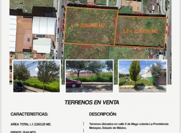 Terreno comercial , Metepec · Terreno (2) en Calle 5 de Mayo Colonia "La Providencia" Metepec