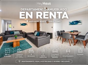 Departamento de 3 habitaciones, Benito Juárez · Departamento en Renta Doctor Barragán, Narvarte, Benito Juárez