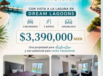 Departamento de 3 habitaciones, · Departamento Amueblado en Venta | 3 Recámaras + Vista a La Laguna | Dream Lagoons, Cancún