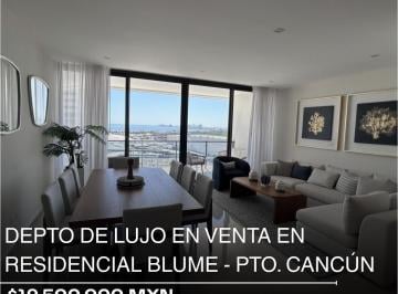 Departamento · 220m² · 3 Recámaras · 2 Estacionamientos · Departamento en Venta en Blume Puerto Cancún, Cancún