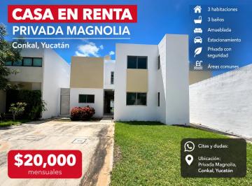 Casa de 3 habitaciones, Conkal · Casa en Renta en Merida, 3 Habitaciones (Amueblada) con Piscina