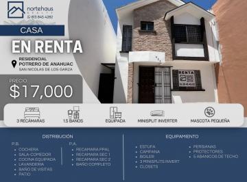 Casa de 3 habitaciones, San Nicolás de los Garza · Casa en Renta en Potrero Anahuac, San Nicolas