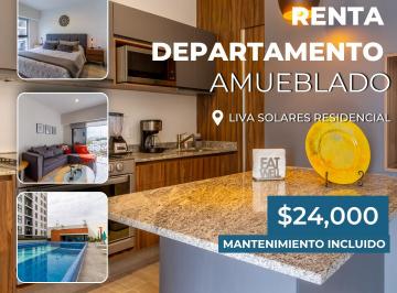 Departamento de 2 habitaciones, Zapopan · Renta Depto Amueblado y Equipado, Liva Solares