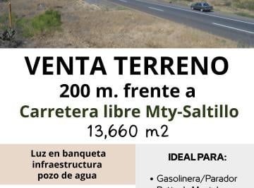 Terreno / Lote , García · Terreno con 200 m de Frente a Carretera Libre Mty - Saltillo