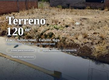 Terreno / Lote , Calvillo · Terreno 120 m² en Calvillo — Escriturado, Aplica Infonavit/fovissste