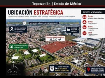 Terreno / Lote · 33220m² · Macrolote Para Desarrolladores en Venta en Tepotzotlán | 3.3 Has Uso Mixto