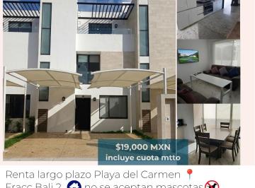 Casa en condominio de 3 habitaciones, Solidaridad · Casa en Renta Amueblada y Equipada Residencial Bali 2 Privada Capri