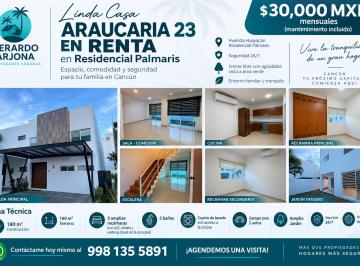 Casa de 3 habitaciones, Benito Juárez · Linda Casa de 3 Recamaras en Renta en Residencial Palmaris