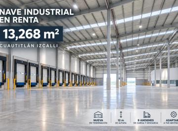 Nave industrial , Cuautitlán Izcalli · Xhala Park II, Nave Industrial Nueva 13,268 m², 9 Andenes, 12 m Altura