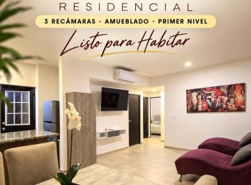Departamento de 4 habitaciones, Cancún · Departamento Amueblado en Renta | 3 Recámaras | Planta Baja + Patio Privado | Catania | Zona Sur Ca