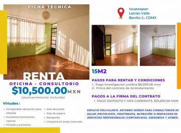 Inmueble productivo urbano de 1 habitación, Benito Juárez · Renta Consultorio U Oficina
