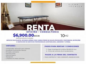 Inmueble productivo urbano de 1 habitación, Benito Juárez · Renta Consultorio U Oficina